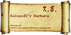 Koloszár Barbara névjegykártya